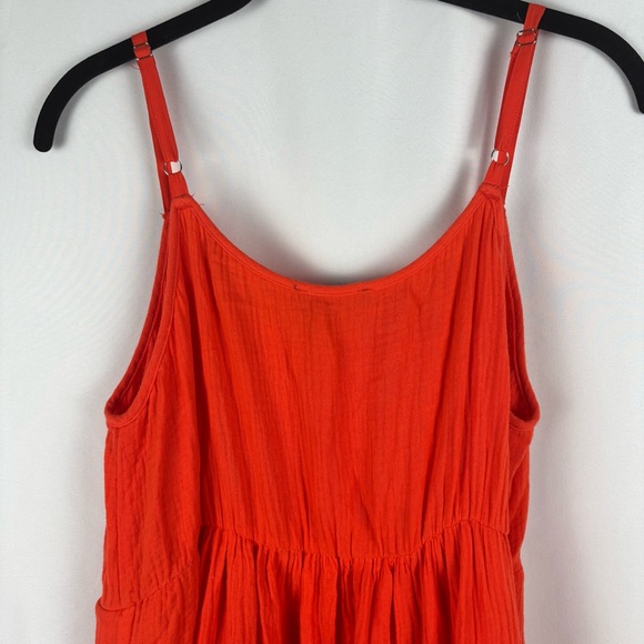 NWT Chelsea & Theodore Bold Orange Tiered Midi Dress, Large - Picture 9 of 12